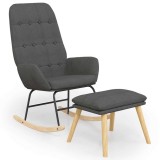 Cumpara ieftin Scaun balansoar cu taburet, gri inchis, textil