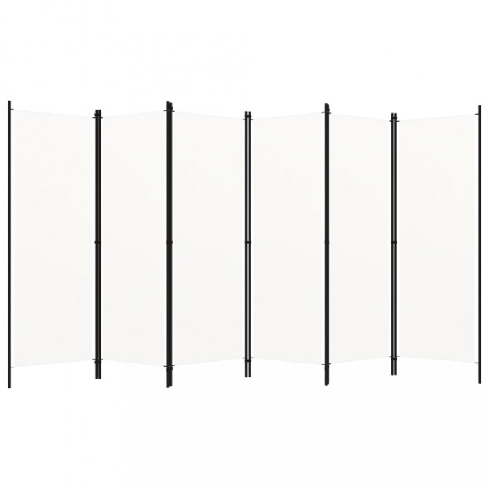Paravan cameră cu 6 panouri, alb, 300 x 180 cm