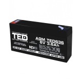 Acumulator AGM VRLA 6V 3,6A dimensiuni 133mm x 34mm x h 59mm F1 TED Battery Expert Holland TED002891 (20) SafetyGuard Surveillance