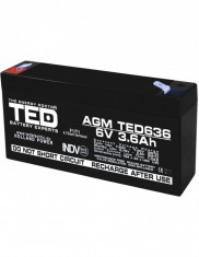 Acumulator AGM VRLA 6V 3,6A dimensiuni 133mm x 34mm x h 59mm F1 TED Battery Expert Holland TED002891 (20) SafetyGuard Surveillance foto