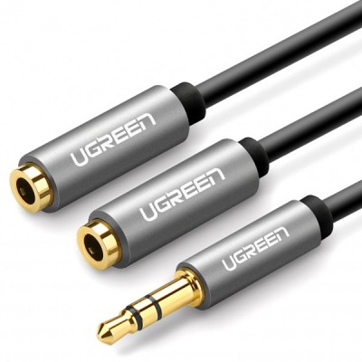 Adaptor Audio Splitter 3.5mm - 2 x 3.5mm UGREEN AV123 2in1, 0.2m, Gri foto