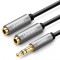 Adaptor Audio Splitter 3.5mm - 2 x 3.5mm UGREEN AV123 2in1, 0.2m, Gri