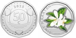 St. Maarten 2025 - 50 cents, floare, color, UNC