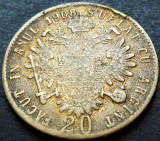 Jeton CAZINOU 20 KRAJC&Aacute;R (Suflat argint) - ROMANIA, anul 1908 * moneda cod 2729