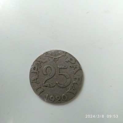 -Y- MONEDA YUGOSLAVIA 25 PARA 1920 foto