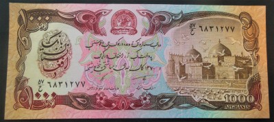 Bancnota exotica 1000 AFGHANIS - AFGANISTAN, anul 1991 * Cod 37 = UNC foto