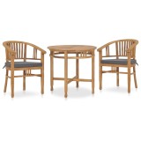 Cumpara ieftin Set mobilier de grădină cu perne, 3 piese, lemn masiv de tec