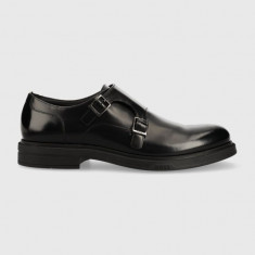 BOSS pantofi de piele Saul barbati, culoarea negru, 50496067