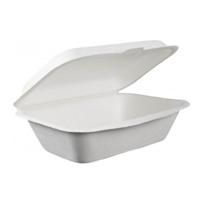 Set 150 Caserole Biodegradabile,183x136x69 mm, Trestie de Zahar, Necompartimentate, Caserole Ecologice, Set Caserole pentru Catering, Caserole Albe, S foto