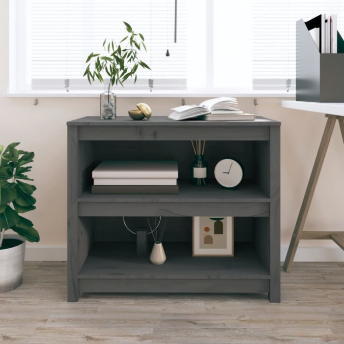 vidaXL Bibliotecă, gri, 80x35x68 cm, lemn masiv de pin 821676