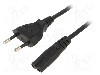 Cablu alimentare AC, 1.8m, 2 fire, culoare negru, CEE 7/7 (E/F) mufa, IEC C7 mama, SUNNY - C7E18