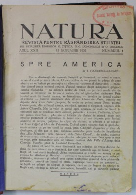 NATURA , REVISTA PENTRU RASPANDIREA STIINTEI , COLEGAT DE 9 NUMERE CONSECUTIVE , IANUARIE - NOIEMBRIE , 1933 foto