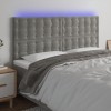 VidaXL Tăblie de pat cu LED, gri deschis, 160x5x118/128 cm, catifea 3122912