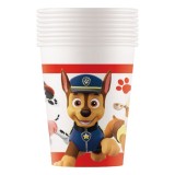 Set 8 Pahare pentru petrecere GoDan Party Paw Patrol Ready for action, 200ml, carton, alb