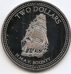 Pitcairn 2 Dollars 2010 - Elizabeth II, Cupru-nichel, 38.61 mm KM-60a UNC !!! foto