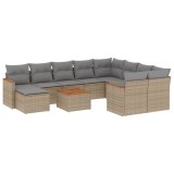 Cumpara ieftin Set canapele de gradina cu perne, 11 piese, bej, poliratan