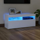 Comodă TV cu lumini LED, alb, 90x35x40 cm, vidaXL