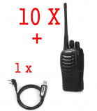 Set 10 statii radio portabile emisie receptie, Walkie Talkie, Baofeng BF-888, cu cablu pentru programare prin PC