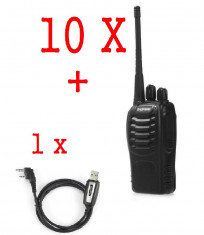 Set 10 statii radio portabile emisie receptie, Walkie Talkie, Baofeng BF-888, cu cablu pentru programare prin PC foto