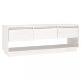 Cumpara ieftin Comoda TV, alb, 110,5x34x40 cm, lemn masiv de pin