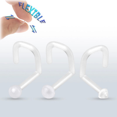 Piercing din plastic pentru nas - capete sub formă de figuri geometrice - Formă bilă: Bilă foto