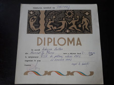 Diploma sportiva elev 1972 campion national Targu Mures perioada comunista foto