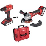 Set bormasina si polizor unghiular Raider Pro R20, 20V, 2Ah + 4Ah