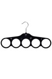 Cumpara ieftin Cuier cu 5 poziții, catifea, pentru eșarfe, cravate, șaluri sau panglici, negru, 41 x 22 cm