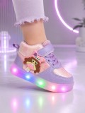 Cumpara ieftin Pantofi sport inalti cu luminite, Model Papusa, Piele ecologica, Fete, Mov