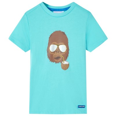 Tricou pentru copii cu m&amp;acirc;neci scurte, turcoaz, 140 foto