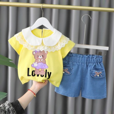 Costumas cu bluzita galbena si pantalonasi din blugi - Bear (Marime foto