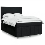 VidaXL Pat box spring cu saltea, negru, 160x200 cm, textil 3294014