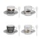 Set 4 cesti cu farfurii si linguri, 90 ml, Ceramica, ATU-083303