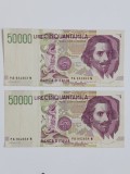 bancnota 50000 lire 1992 italia seria PA 942854 N si PA 942863 N 120 lei bucata