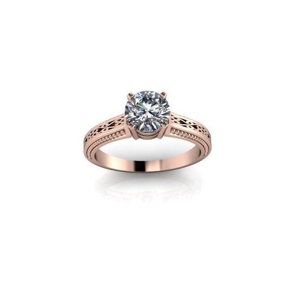 Inel de dama din aur roze 14K, piatra zirconiu - 57