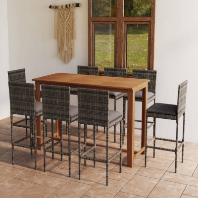 Set mobilier bar de gradina cu perne, 9 piese, gri GartenMobel Dekor foto