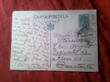 Carte Postala circulata 1935 Bucuresti - Constanta Regiment Artilerie 15 cu Timbru fix 3 lei Carol II
