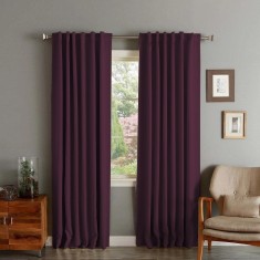 Draperie din catifea cu rejansa transparenta cu ate pentru galerie, Madison, 150x220 cm, densitate 700 g/ml, Mulberry, 1 buc
