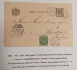 Romania 1890 - Carte postala circulata BUCURESTI-CHAUX DE FONDS