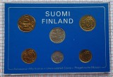 Set monetarie 1980 Finlanda 5, 10, 20, 50 pennia 1, 2, Markkaa km 45-49, 57 - M1, Europa