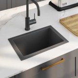 Chiuvetă de bucătărie lucrată manual, negru, oțel inoxidabil