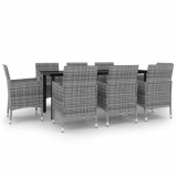 Cumpara ieftin Set mobilier de gradina cu perne, 9 piese, poliratan si sticla