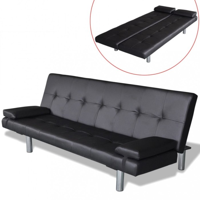 Gossi canapea extensibila 2 perne, piele artificiala, reglabila negru