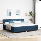 Cumpara ieftin Pat cu arc LED cu headboard albastru 200 x 200 cm tesatura