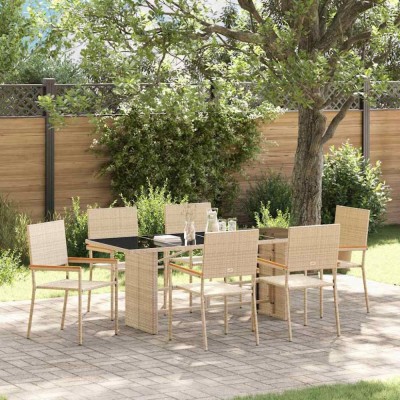 vidaXL Set de masă pentru grădină 7 pcs Bej 190 x 80 x 75 cm poliratan 3365426 foto