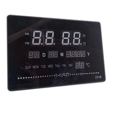 Ceas digital 2318, LED rosu, afisare temperatura, calendar foto