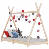 Cadru Pat Copii vidaXL, 90x200 cm, Lemn Masiv Pin, Tip Cort Tipi, Robust si Durabil