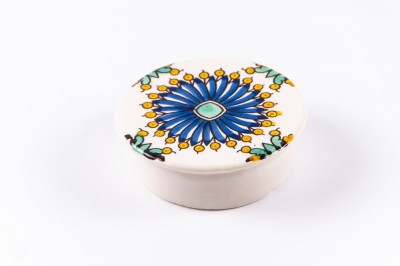 Cutie de depozitare din ceramică decorativă Floare Albastră foto