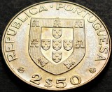 Moneda COMEMORATIVA 2,5 ESCUDOS - PORTUGALIA, anul 1977 * cod 4995 A