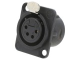 Conector XLR mamă 4 pini cu buton NEUTRIK - soclu negru pentru montare pe panou